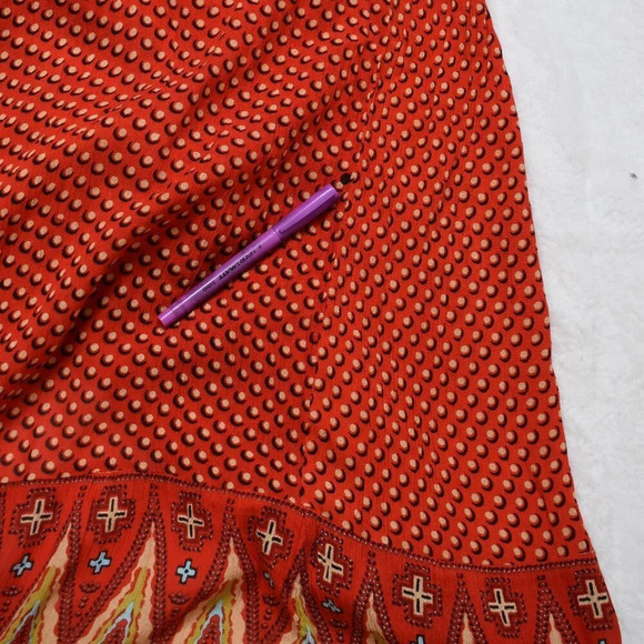 World Market Boho Maxi Dress Sz M Smocked Tiered Flowy Southwestern Tribal Aztec - Picture 14 of 14